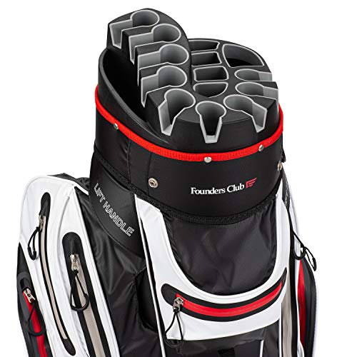 Founders Club Premium Cart Bag with 14 Way Organizer Divider Top (White) Waterproof