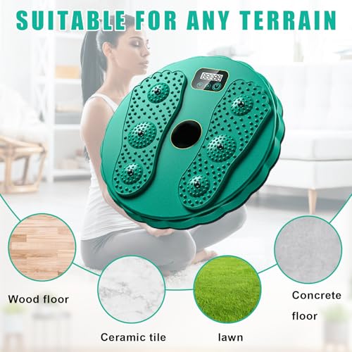 Taillentwister Mit Zähler, Taille Drehscheibe Mit Fußsohle Massage, Anti-Rutsch Bauchtrainer Drehscheibe Aerobic-Training Für Fußmassage Und Taille übung, Maximale Tragfähigkeit 300 Kg, Grün