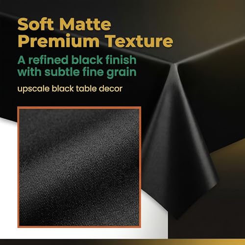 Image of Plastic Table Cloth Disposable, 5 Packs Disposable Tablecloth 54 X 108 Inch Black Plastic Tablecloth for Rectangle Tables Tougher PEVA Table Cover for Party Decorations Picnic Dining Birthday