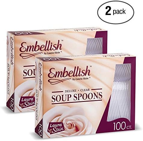 Miniatura 4 de 200 cucharas de sopa Embellish - Cucharas de plástico desechables resistentes y transparentes, ideales para bodas, catering, fiestas, bufés, eventos
