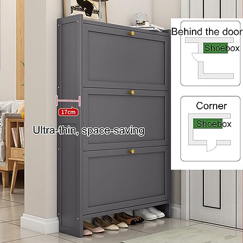 Rangement pour chaussures d'entrée compact, étagère bois verticale