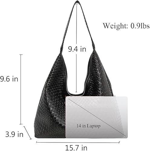 Miniatura 4 de Bolso de mano tejido 2025 para mujer, bolsos de hombro de moda, bolsa de playa tejida de cuero, bolsos de trabajo para mujer Negro