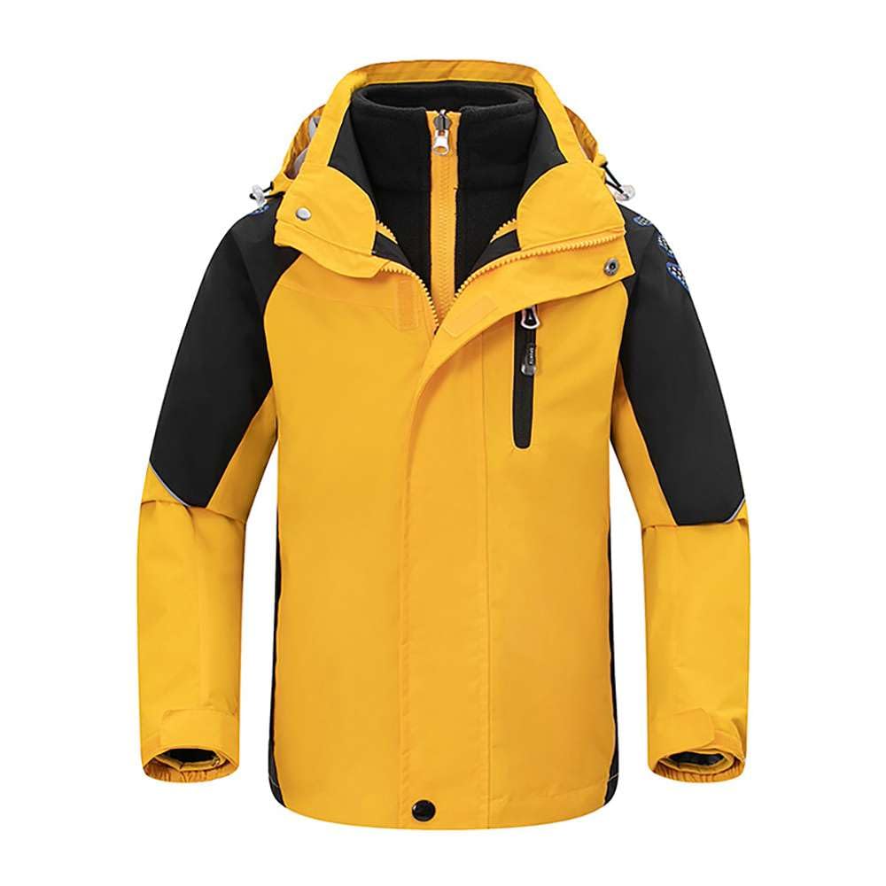 Echinodon Giacca impermeabile per bambini 3 in 1 con cappuccio staccabile per esterni antivento cappotto interno in pile capispalla per bambini