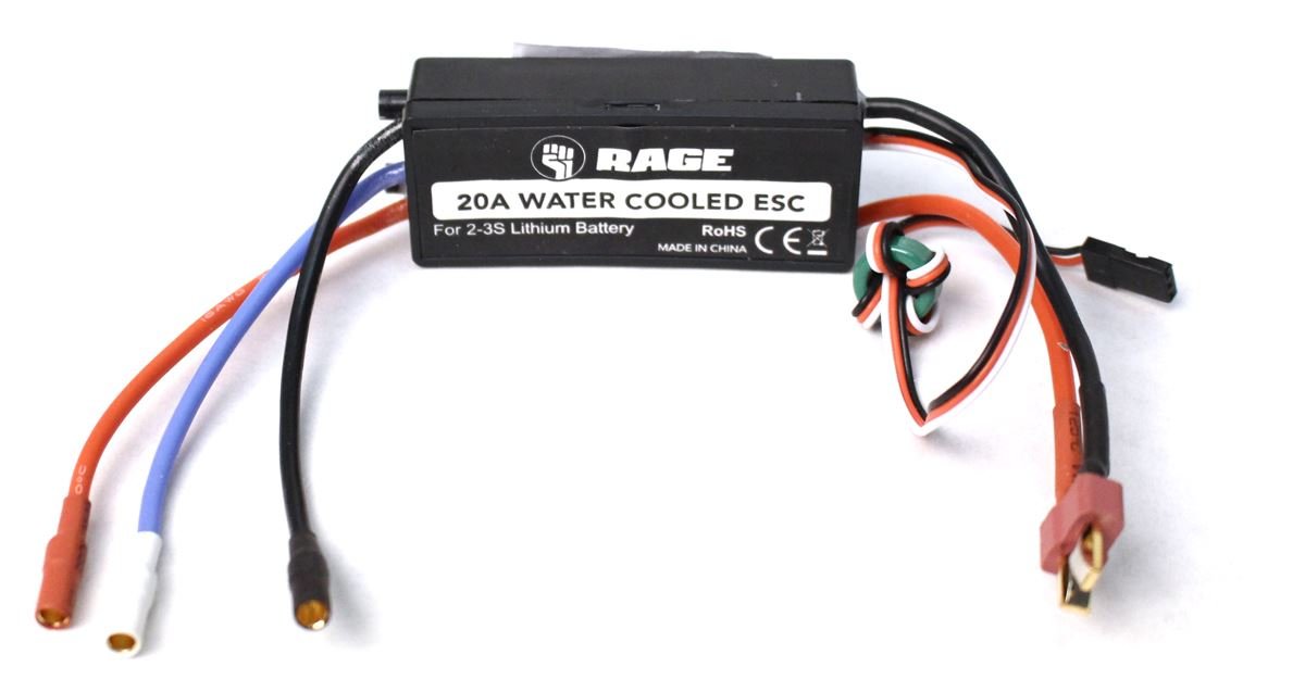 Rage R/C - 20A Brushless ESC (Water-Cooled): Black Marlin Brushless