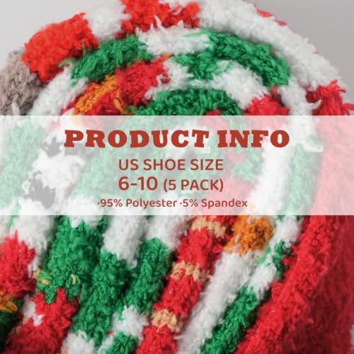 Pleneal Fuzzy Socks for Women, Winter Cozy Slipper Fluffy Christmas Socks | 5 Pairs Womens Soft Xmas Holiday Slipper Fuzzy Socks, Cute Funny Sock Christmas Stocking Stuffers for Lounging Sleeping Home - image 5