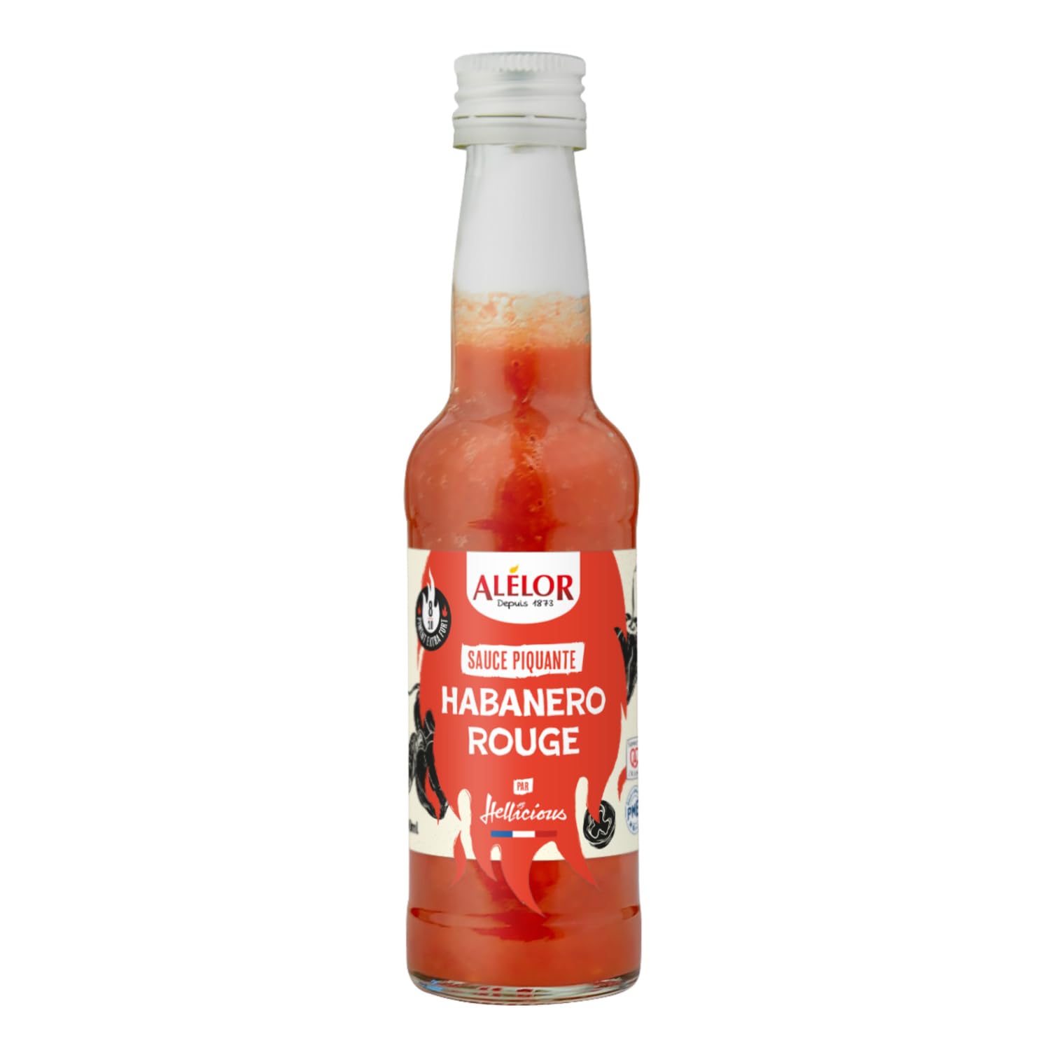 ALELOR Sauce Piquante Habanero Rouge Extra Fort 10cL — Flacon en Verre, Fabriqué en France - Lot de 3