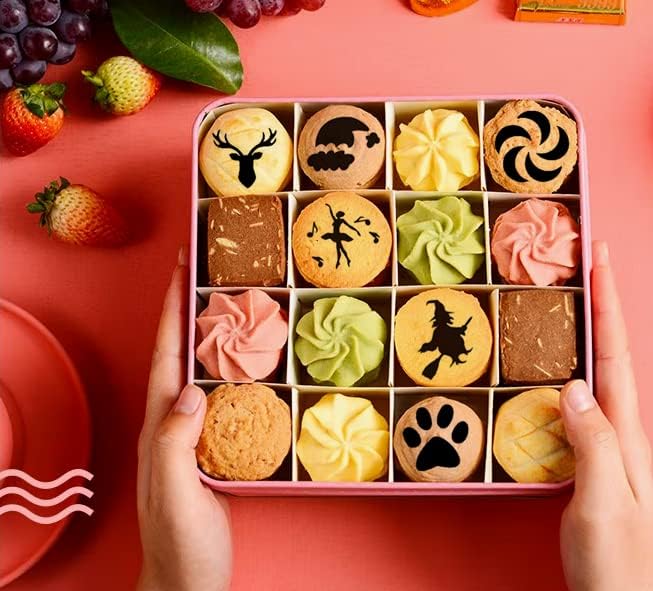 Miniatura 4 de 44 plantillas de arte de café + 2 agitadores de polvo de malla de acero, plantillas de decoración de café Magnoloran para galletas, molde de pintura