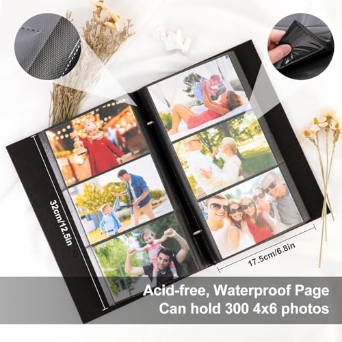 Image of GKN DIY Scrapbook Photo Album, 100 Pages, Holds 300 Photos (4x6 Inch), Linen Cover Memory Book with Front Window, Family Travel Baby Wedding Anniversary Birthday Gift