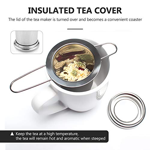 Tea Infuser,Stainless Steel Tea Steeper Fine Mesh Filters, Large Capacity Tea Strainer With Folding Handle And Lid,Hanging On Teapots Mugs Cups To Steep Loose Leaf Tea And Coffee(1 Piece,Silver) #TOP2