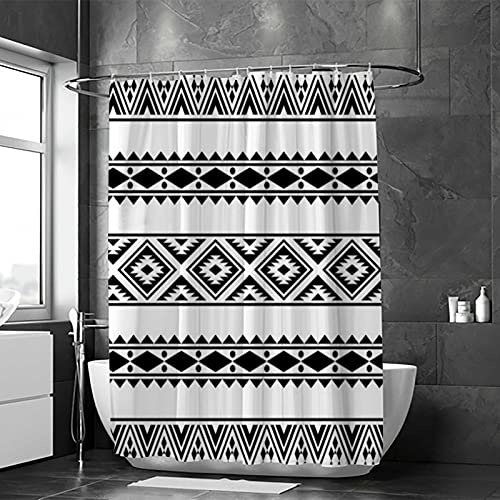 Vantaso Black White Boho Shower Curtain Set With 12 Hooks, Waterproof Fabric Tribal Chic Bohemian Bath Curtains For Bathroom 72X72 Inch #TOP13