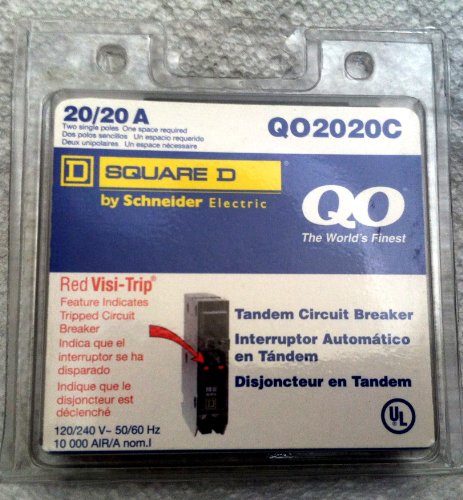 Square D by Schneider Electric QO2020C Tandem Circuit Breaker 20/20A