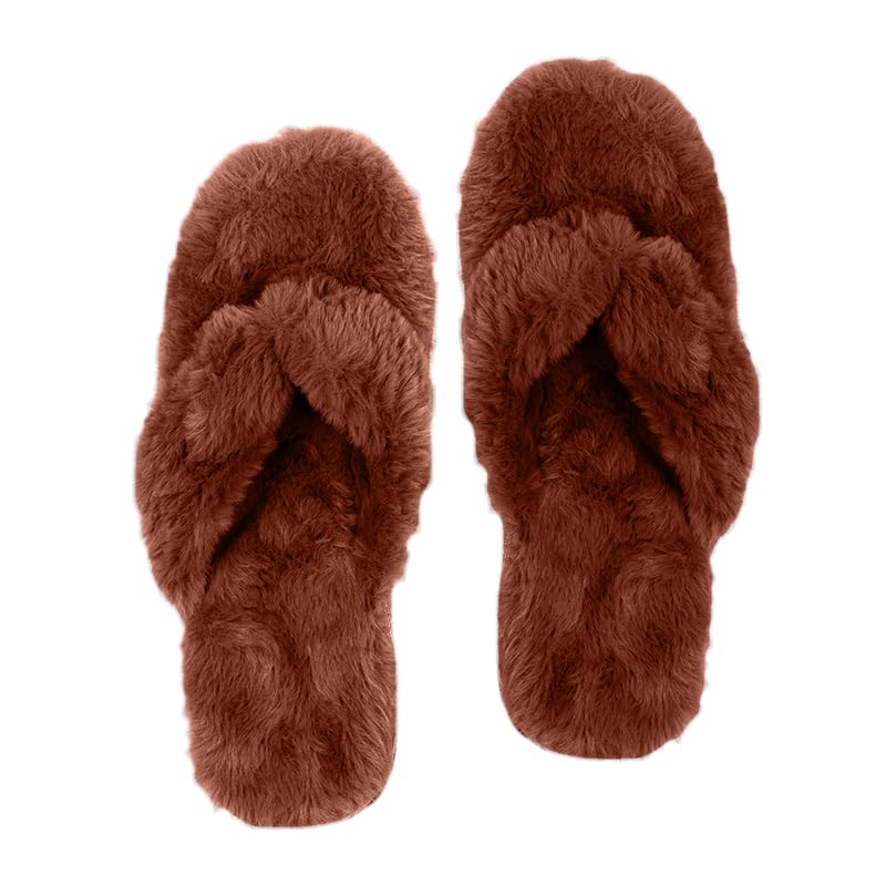 Flip-Flops & Slippers Indoor Non-Slip Soft Thong Fur Flip-Flop And Slippers For Women