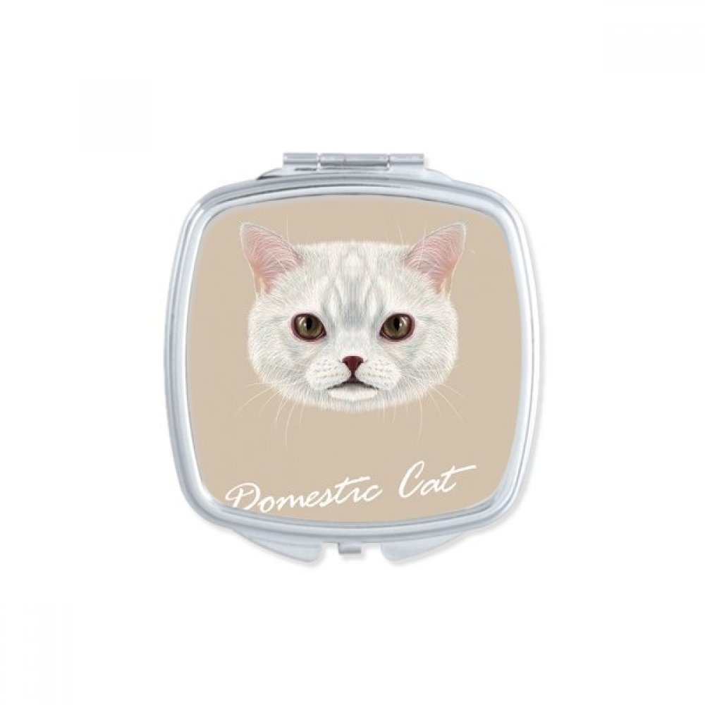 Miroir de poche chat blanc portable pour vos retouches beauté en voyage