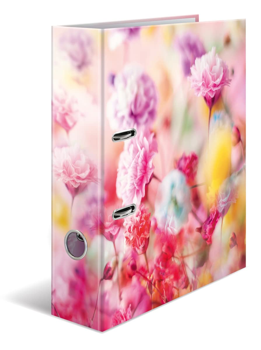 HERMA Folder A4 Pink Flowers, 7 cm Wide, Children's Ring Binder with Plants Motif