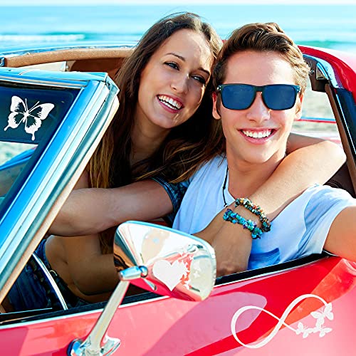 Oiiki 8Pcs Women Butterfly Vinyl Car Decals, 2 Big Butterflies+2 Hearts With Butterfly+2 Butterfly Family+2 Bow Butterfly Reflective Stickers For Auto Truck Suv Wall Art Laptop Phone Case-Silver #TOP4