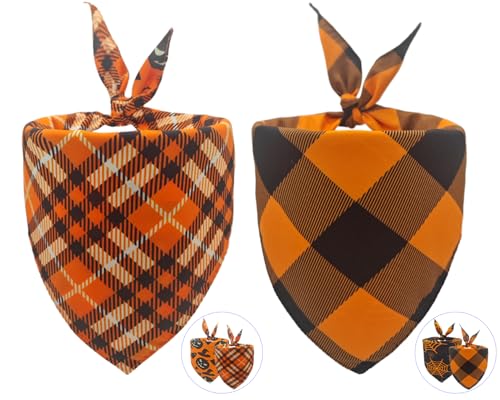 2PCS-Fall-Dog-BandanasHalloween-Dog-BandanasOne-Side-Orange-PlaidThe-Other-Side-Pumpkin-or-Spider-Web-BibsHoliday-Pet-Scarf-for-Boy-and-Girl-DogsThanksgiving-Pet-Outfit-for-Medium-to-Large-Dogs 2PCS Fall Dog BandanasHalloween Dog BandanasOne Side Orange PlaidThe Other Side Pumpkin or Spider Web BibsHoliday Pet Scarf for Boy and Girl DogsThanksgiving Pet Outfit for Medium to Large Dogs