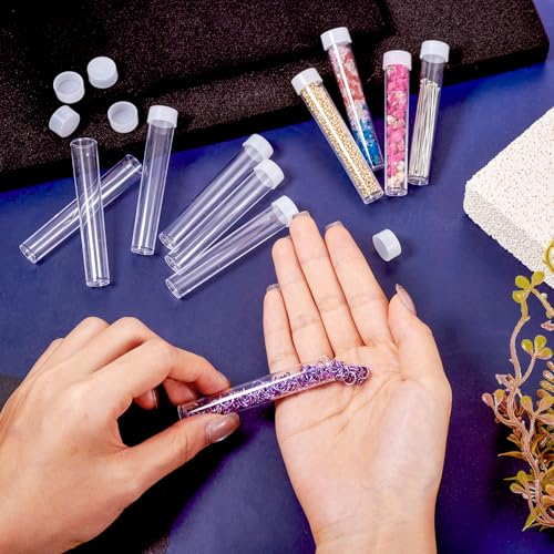 Image of Magibeads 20Pcs Clear Tube Plastic Bead Containers with Lids 2.99 x 0.53 Inches Travel Size Seed Bead Cylinder Bead Organizer Box Diamond Painting Storage Containers for Jewelry Making