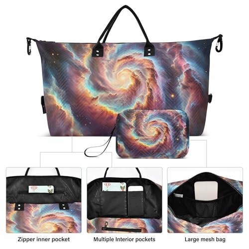 Spiral Nebula Rainbow Galaxy Duffel Bags for Traveling Toiletry Bag Set of 2, Design Women Luggage Bag Overnight Bags2