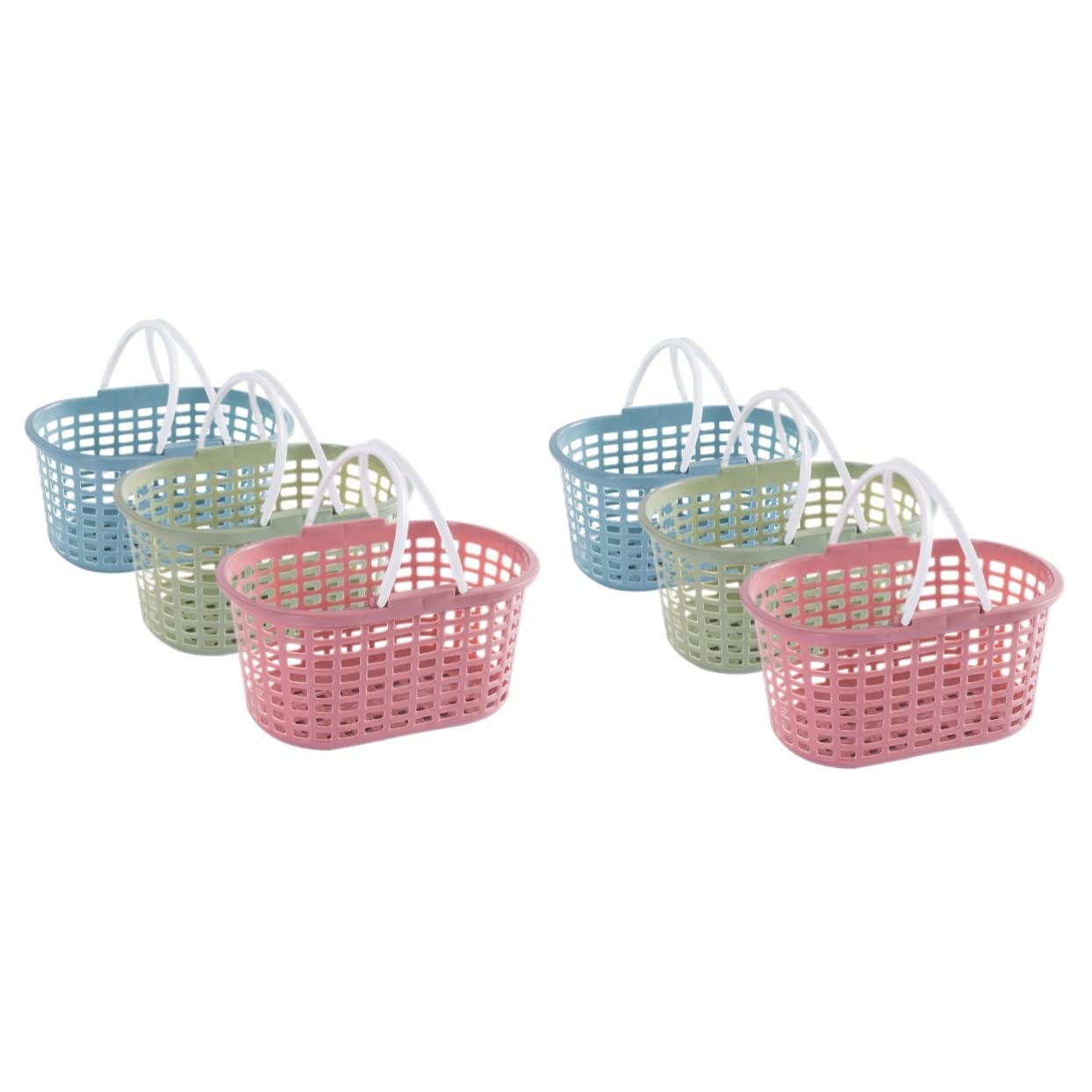 6piezas Cesta De Ducha Portátil Con Asa Organizador De Plástico Para Baño Almacenamiento De Para Suministros De Limpieza y Artículos De Tocador