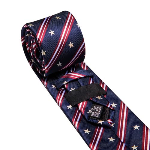 Image of Barry.Wang Tie Sets for Men Silk Stripe Necktie Woven Checkered Handkerchief Cufflinks Formal Business Wedding