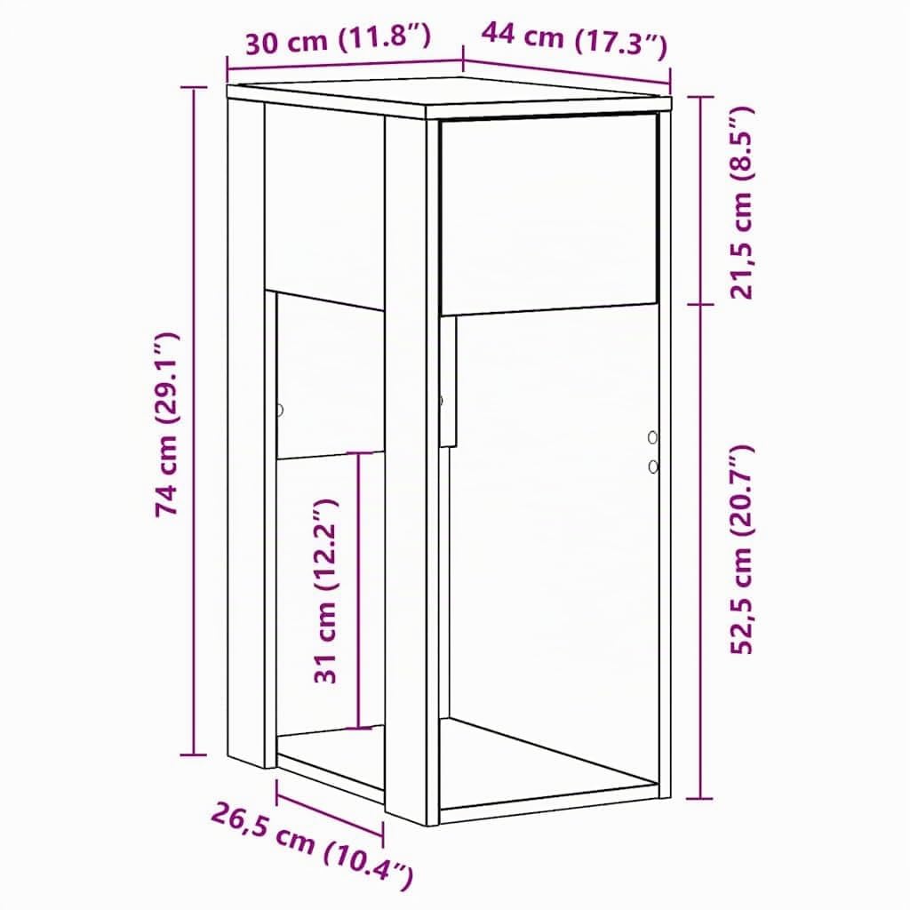 Support de tour d ordinateur avec tiroir blanc 30x44x74 cm