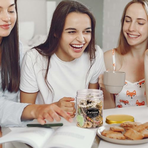 Mystery Jewelry Jar Bundle, Vintage Jewelry Box, 40-45 Piece Surprise Box for Women, Gift Set Multi Style of Earrings Rings Bracelets or Necklaces, Unique Birthday Gift for Her (various)4