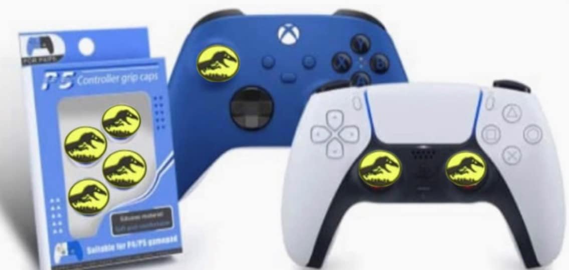 4pcs Controller Jurassic Era Silicone Joystick Cover Non-Slip Improve Gaming Thumb Grip (Dinosaur) for PS5 / PS4 / Xbox One / Xbox360