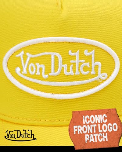 Image of Von Dutch Unisex Trucker Hat - Retro Classic Solid Color Mesh Back Snapback Baseball Cap for Men & Women.