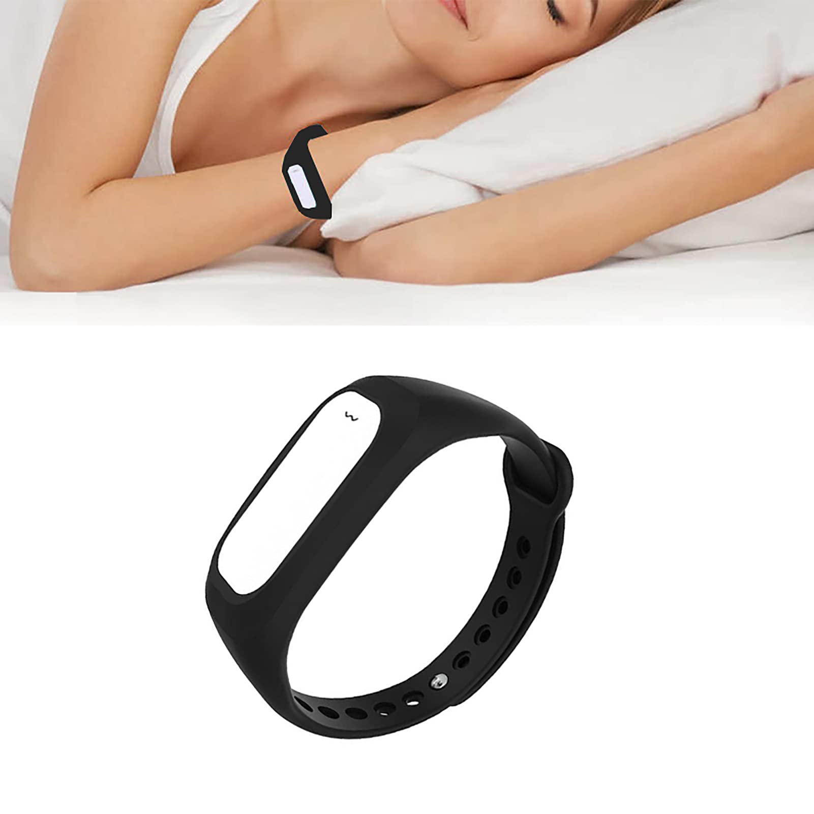 Dispositivos Antirronquidos, Pulsera para Conexión De Sueño Antirronquidos, Dispositivos De Solución De Ronquidos Inteligentes con Biosensor para Mujeres Y Hombres,Negro