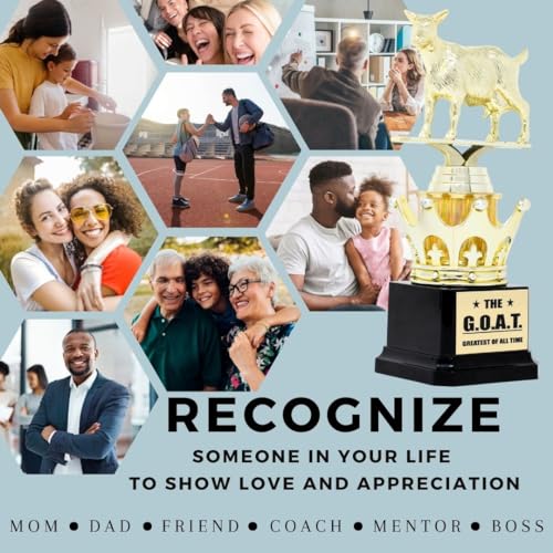 goat trophy - goat - greatest of all time funny trophy award with option for custom plate - appreciation gift for boss coworker friend - league champion award winner