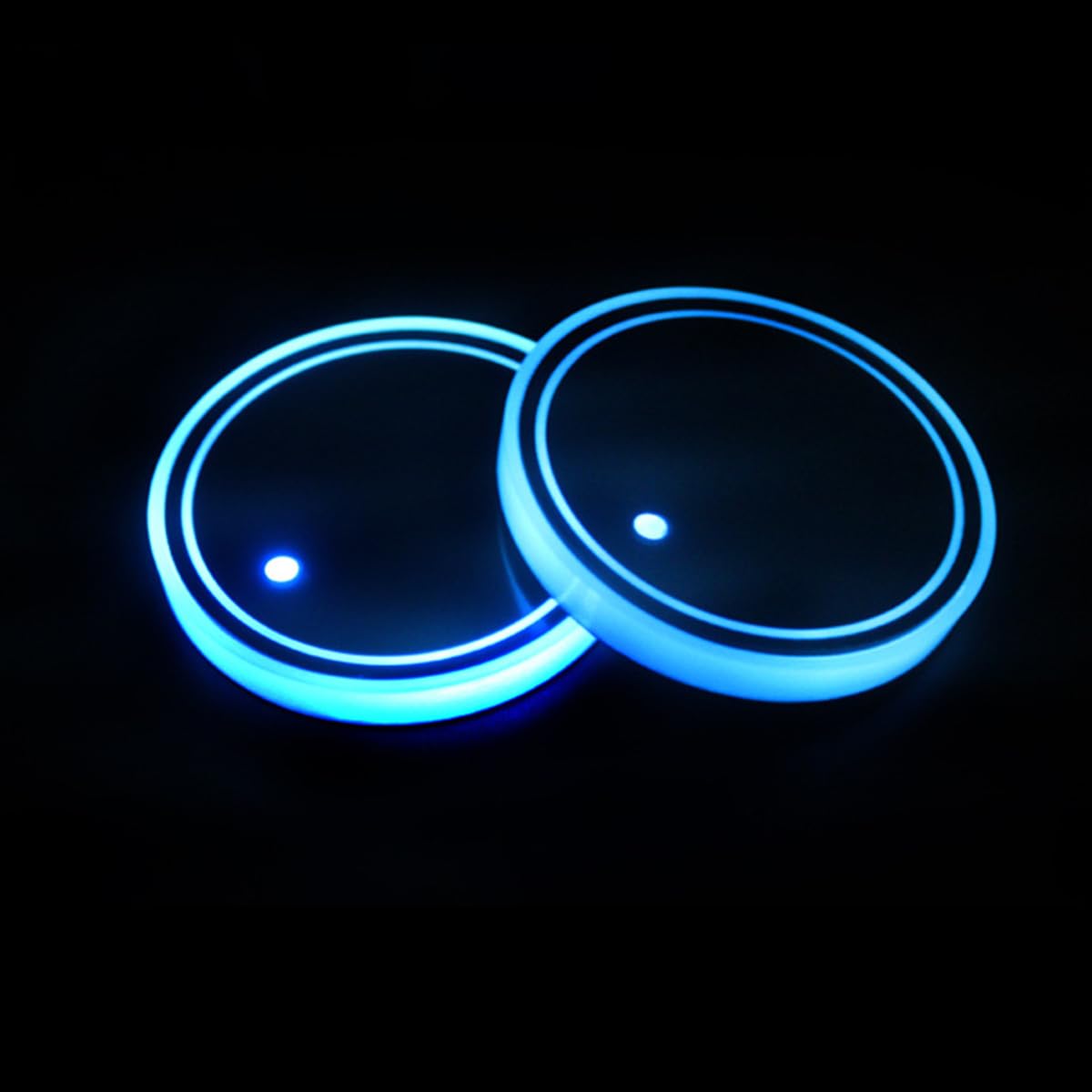 LED Car Cup Holder Lights, 7 Colors Changing USB Charging Mat Luminescent Cup Pad,Luminescent Cup Pad Interior Atmosphere 2pcs Interior Atmosphere, CARLED01, 2.67inch