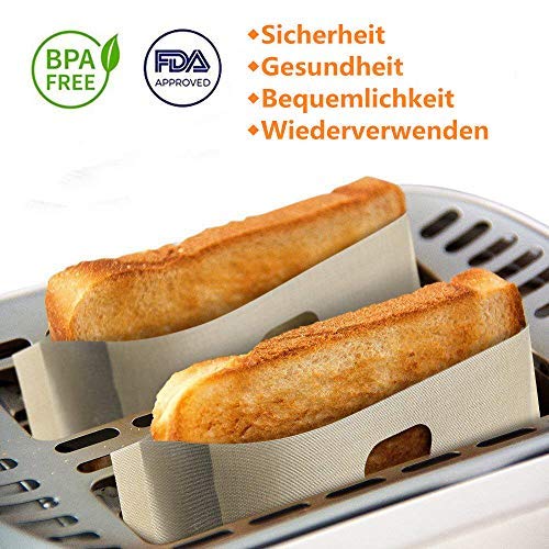 PEASUG Sacchetti Per Tostapane Riutilizzabili - 10 Pezzi (2 Piccoli, 4 Medi, 4 Grandi) In Teflon, Resistenti Al Calore (-70 A 260°C), Antiaderenti, Lavabili - 3
