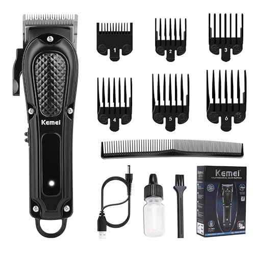 KEMEI - Cortadora de pelo para hombres, cortapelos profesionales inalámbricos para corte de pelo y barba. Kit de cuidado personal recargable, cortapelos de regalo para hombres