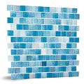 Soulscrafts Glass Mosaic Tiles, Pool Square Glass Mosaic Backsplash 12 x 12 Inch for Swimming Pool Kitchen Bathroom, 3D Light Blue, 5 Sheets