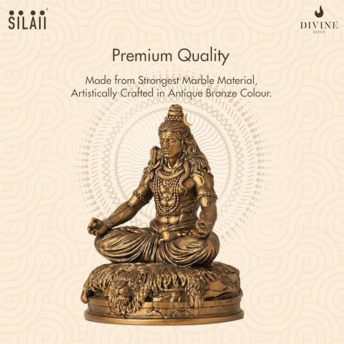 Image of SILAII Lord Shiva Meditation Statue - 9 INCH Mahadev Murti | Spiritual Home Decor Showpiece | Ideal for Meditation, Yoga & Prayer Room