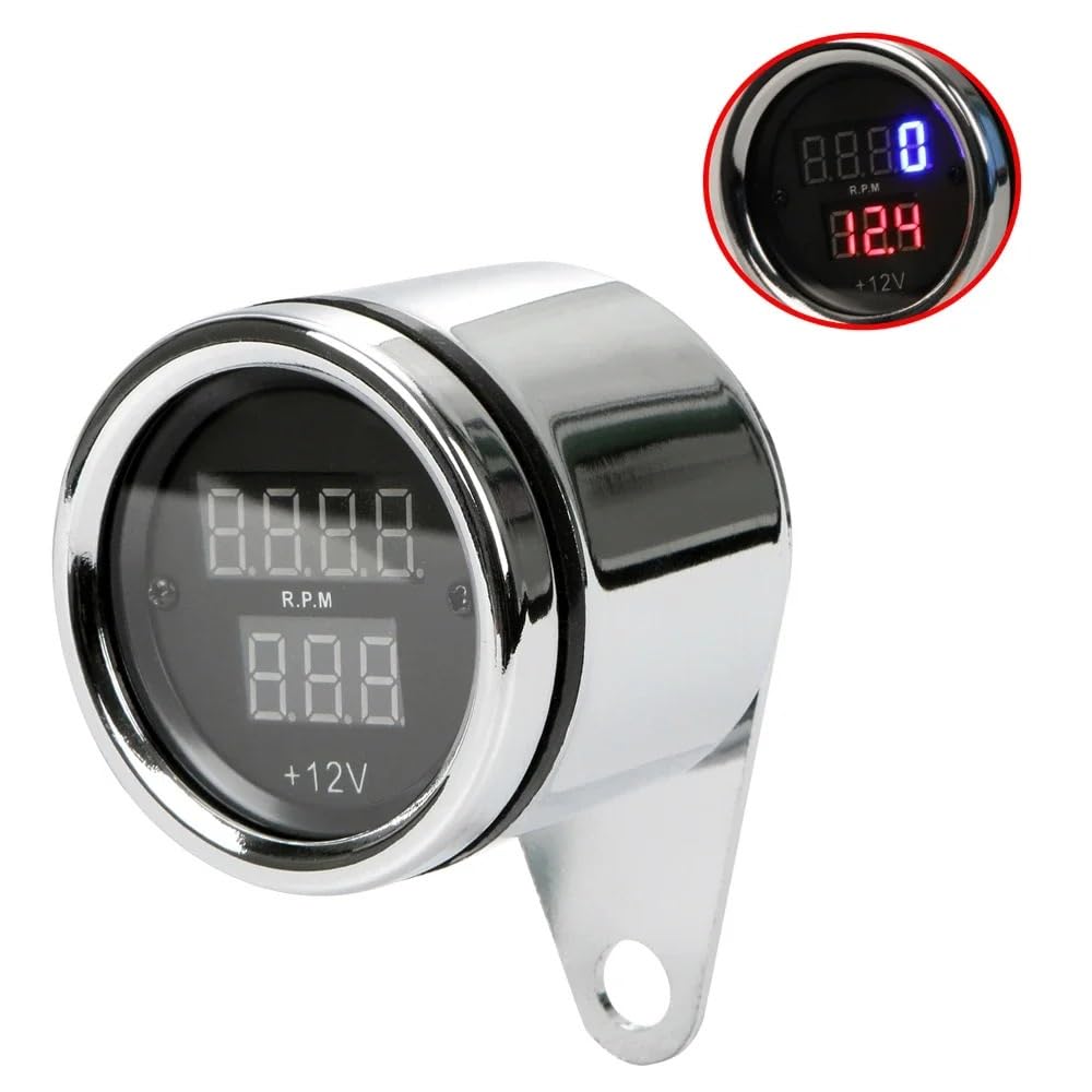 Contachilometri Gruppo Strumenti 1pc Moto LED Contagiri Voltmetro Digitale Contagiri Calibro 12V Moto In Metallo Contachilometri Tachimetro Accessori Universali