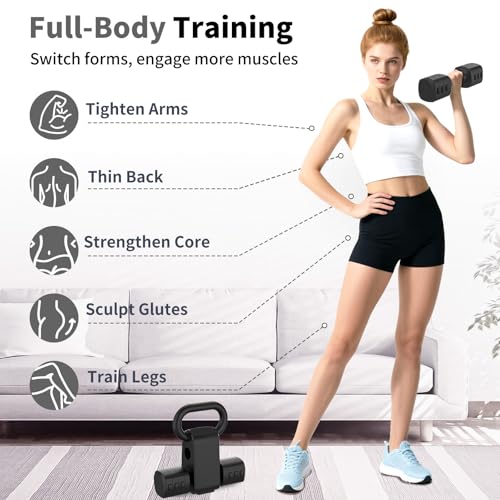 Image of Hezeyferg 2-in-1 Adjustable Dumbbells Set, 4 Levels Weight Dumbbells Set for Women Men, Each 2.2 /3.3 /4.4 /5.5lb Hand Weights with Kettlebell Form for Home Gym Exercise Training