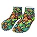 LITPUZC Women's Fashion Ankle Socks Funny Running Low Cut Socks Trippy Monster Art Black No Show Athletic Sock Soft Breathable Crew Sock 5 Pairs