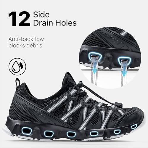 Men's Quick-Dry Water Shoes for Hiking Fishing Lightweight Water Sneakers with Non-Slip Sole Drainage Holes Breathable Mesh Zero Drop Mens Water Shoes for River3