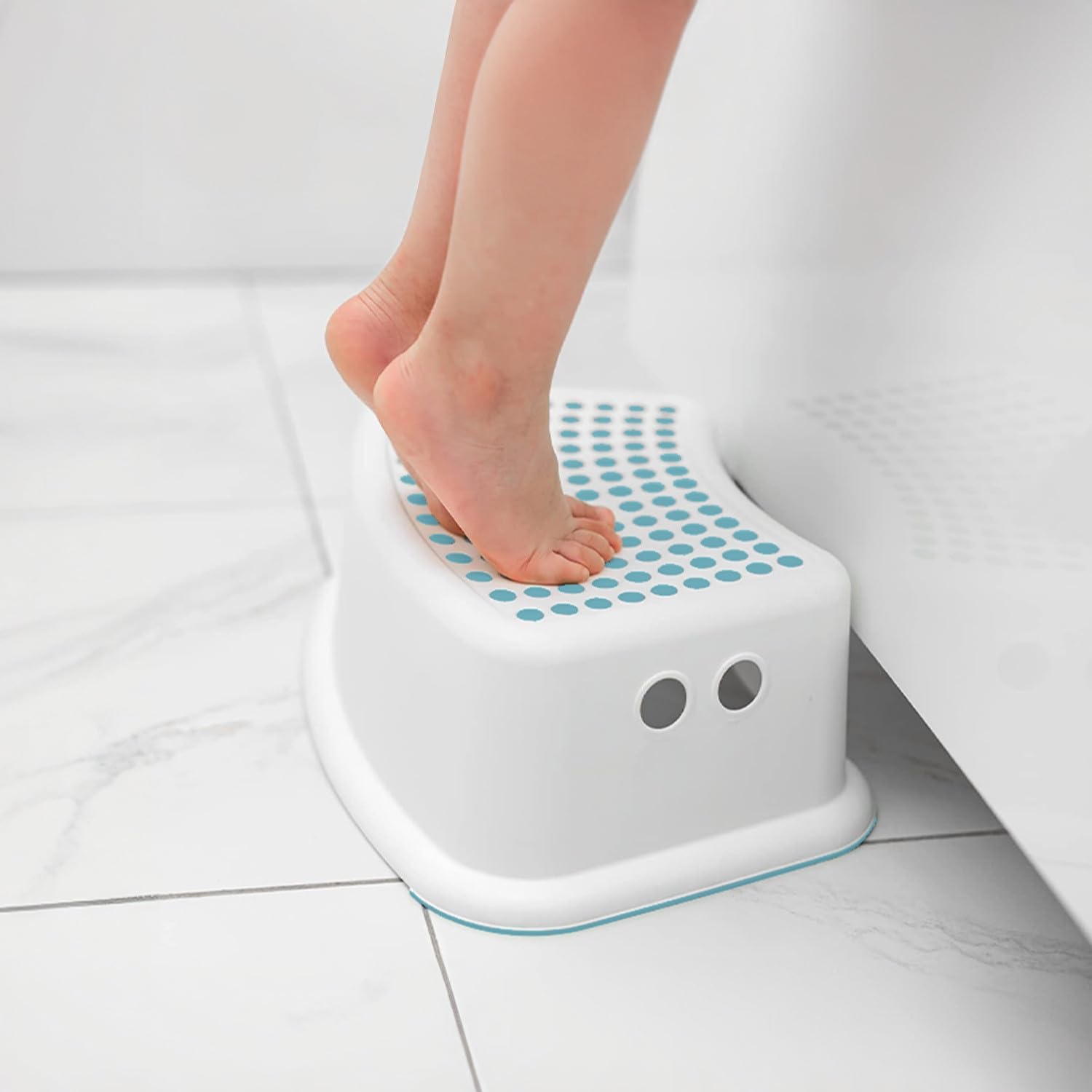 7H SEVEN HOUSE Pack de 2 Escalones Infantiles de 1 Peldaño 35x25x13cm TinySteps Blanco/Azul 7house