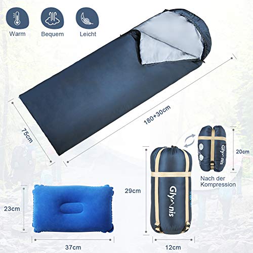 Glymnis Schlafsack mit kleinem Packmaß für Camping und Outdoor