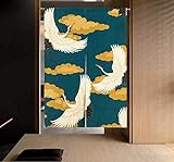 LIGICKY Noren Japanese Style Doorway Curtain Cranes Printed Window Treatment Door Tapestry for Home Decoration 33.5' Width x 47.2' Long