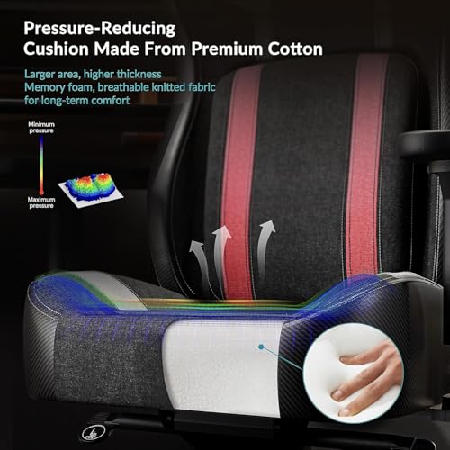 Image of EUREKA ERGONOMIC Gaming Chair GC08, Computer Gamer Chair with Lumbar Support, Racing Style Gaming Chairs with 4.3in Thicken Seat Cushion, Ergonomic Gaming Chair for Adults, Red