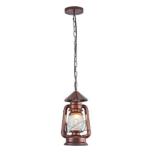 NOXARTE Vintage Pendant Light Lantern Ceiling Light Fixture with Glass