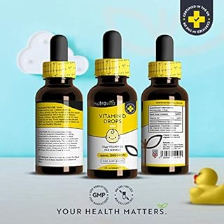 Gocce di Vitamina D 60ml per Neonati e Bambini – Sistema Immunitario Sano, Crescita Sana e Sviluppo Osseo nei Bambini – 400 UI / 10 mcg per Goccia (2000 gocce) – Senza zucchero – Nutravita