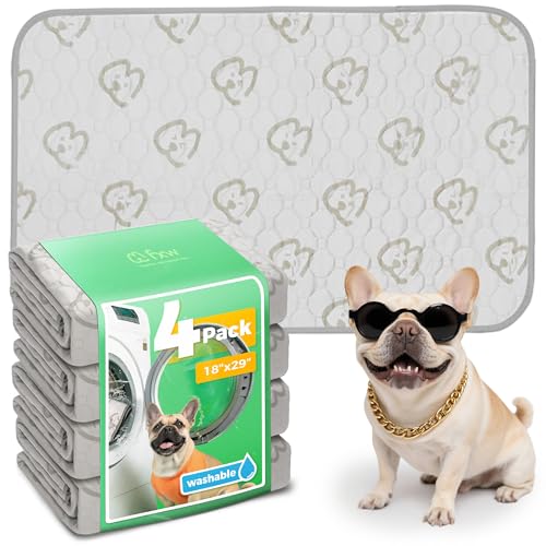 Image of FXW Washable Pee Pads for Dogs, Leak-Proof & Non-Slip, Specifically Designed for Potty Training, 29 inch x 18 inch Rectangle, Khaki, 4 Packs
