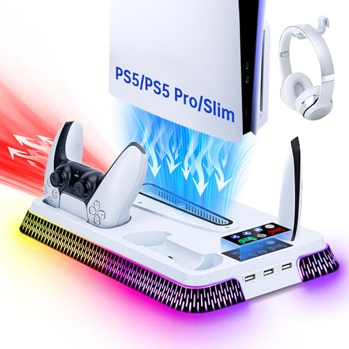 Station de refroidissement RGB pour PS5 Pro avec chargeur double manette