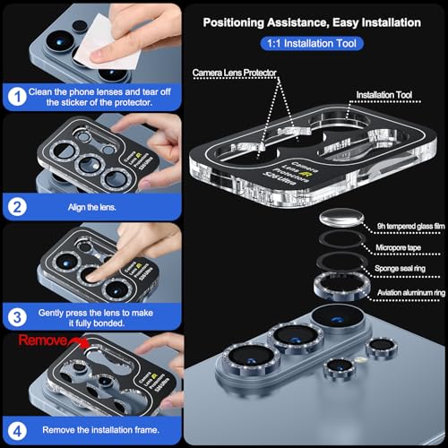 Image of WSKEN for Samsung Galaxy S26 Ultra Camera Lens Protector - Ultra Thin Case Friendly, 9H Shatterproof Tempered Glass with Anti Scratch Metal Circle Camera Screen Protector Cover Accessories, Glitter Blue