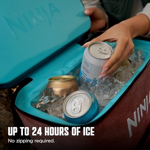 Image of Ninja FrostVault Go Can Soft Cooler, 24 /36 Can, Leak Proof, Built-In Cup Holder, 2 Ice Packs & Dry Storage Drawer, Polyester Insulation, Hiking, Camping, Picnic
