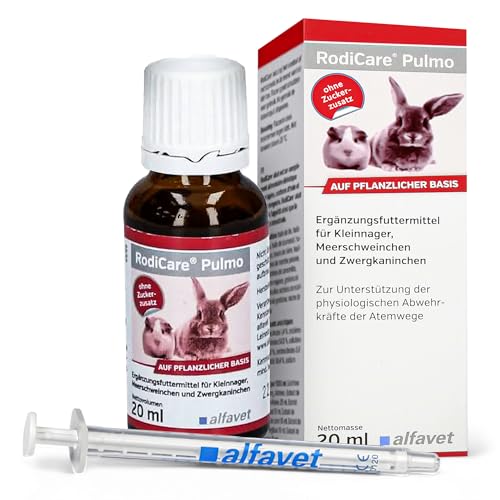 alfavet RodiCare Pulmo zur Unterstützung der Atemwege von Meerschweinchen und Kleinnagern Ergänzungsfuttermittel 20ml Dosierspritze